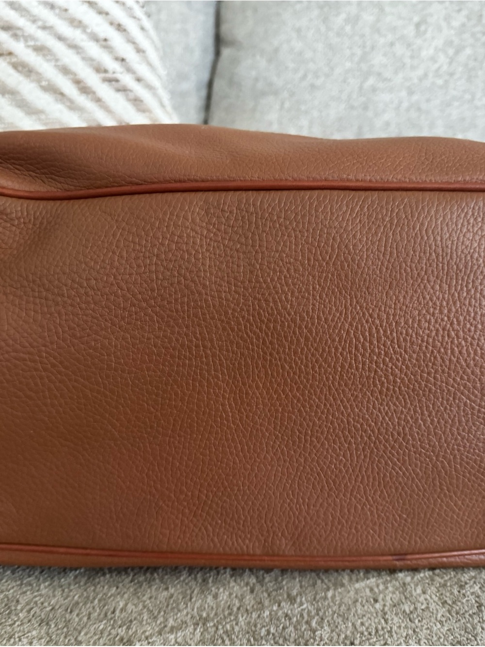 Dooney & Bourke Brown Pebble Leather Satchel with Cognac Trim - Picture 10 of 12